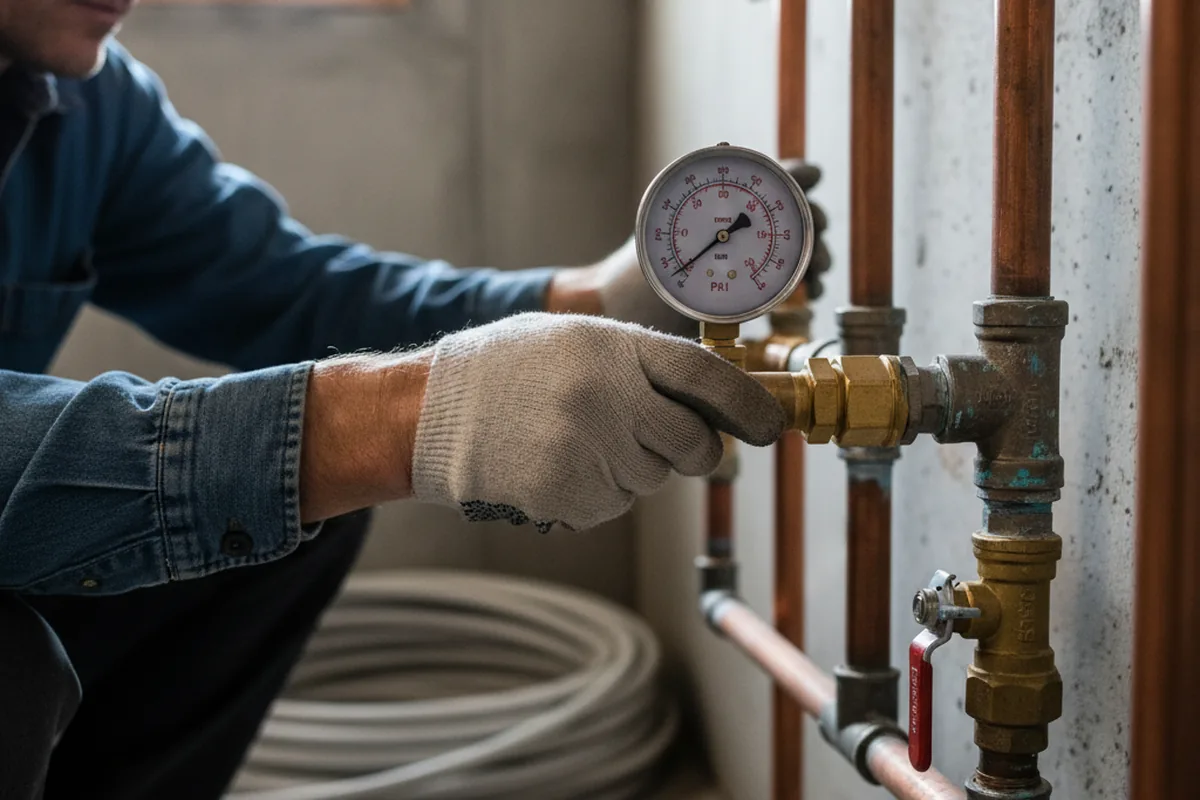 Pressure testing a repaired line during Water Line Repair in West Hartford